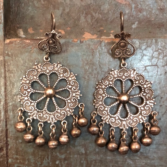 Vintage Jewelry - Boho Medallion Dangle Earrings